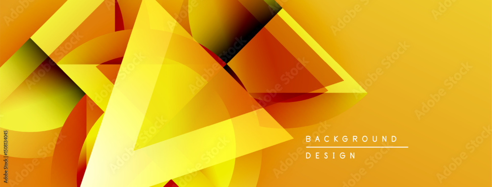 Poster abstract geometric shapes, vibrant yelloworange hues. modern design, dynamic composition, gradient e