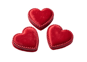 Obraz premium Three red heart shaped objects isolated on transparent background