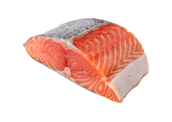 Fresh raw salmon fillet isolated on transparent background