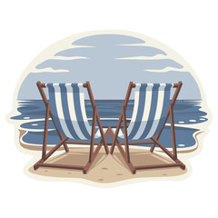 Beach deck chairs vector illustration design