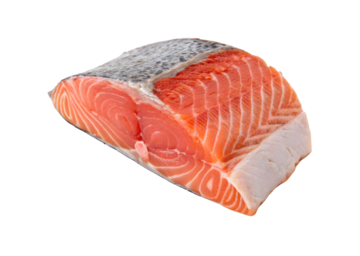 Fresh raw salmon fillet isolated on transparent background