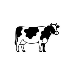 Black and White Cow Illustration for Farm and Dairy Designs