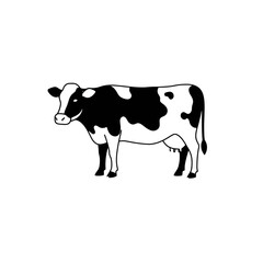 Holstein Cow Illustration: Black and White Farm Animal Graphic