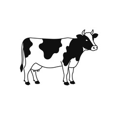 Black and White Dairy Cow Illustration: Farm Animal Graphic