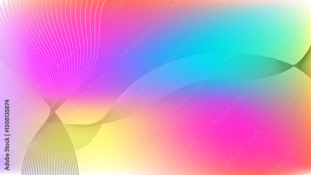 Poster photo of abstract colorful background with gradient mesh and curved lines creating a modern and vibr