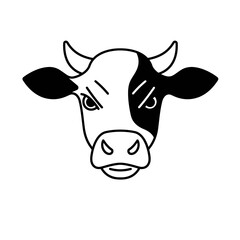 Cartoon Cow Head - Vector Icon, Farm Animal Illustration