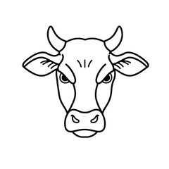 Bold Bovine: Minimalist Cow Head Outline Vector Illustration