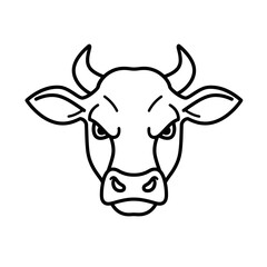 Cow Head Outline: Farm Animal Vector Illustration