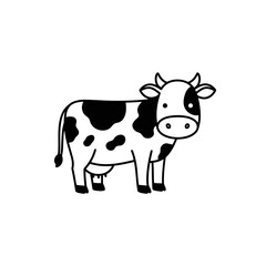 Cartoon Cow Illustration: Black and White Farm Animal
