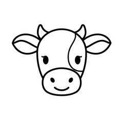 Cartoon Cow Face Outline - Vector Illustration