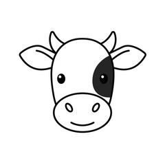Fototapeta premium Cartoon Cow Head - Simple Black and White Illustration
