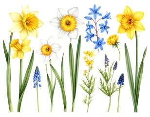 Watercolor spring flowers