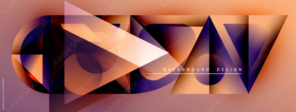 Aufkleber abstract geometric shapes, vibrant colors, modern design. gradient background creates dynamic visual