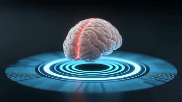 An abstract AI brain with glowing neural connections. An AI chatbot that assists in analyzing data. Interactive communication between humans and robots.