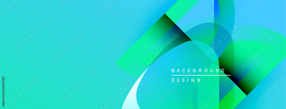 Leinwandbilder abstract design features vibrant turquoise, green gradients. overlapping shapes create dynamic visua