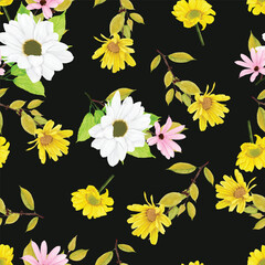 Obraz premium beautiful floral leaves seamless pattern