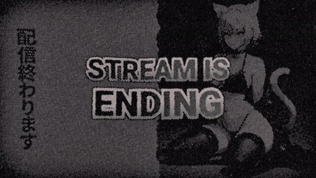 Stream Ending Screen &ndash; Vintage Manga Catgirl Animated Overlay with Japanese Lettering