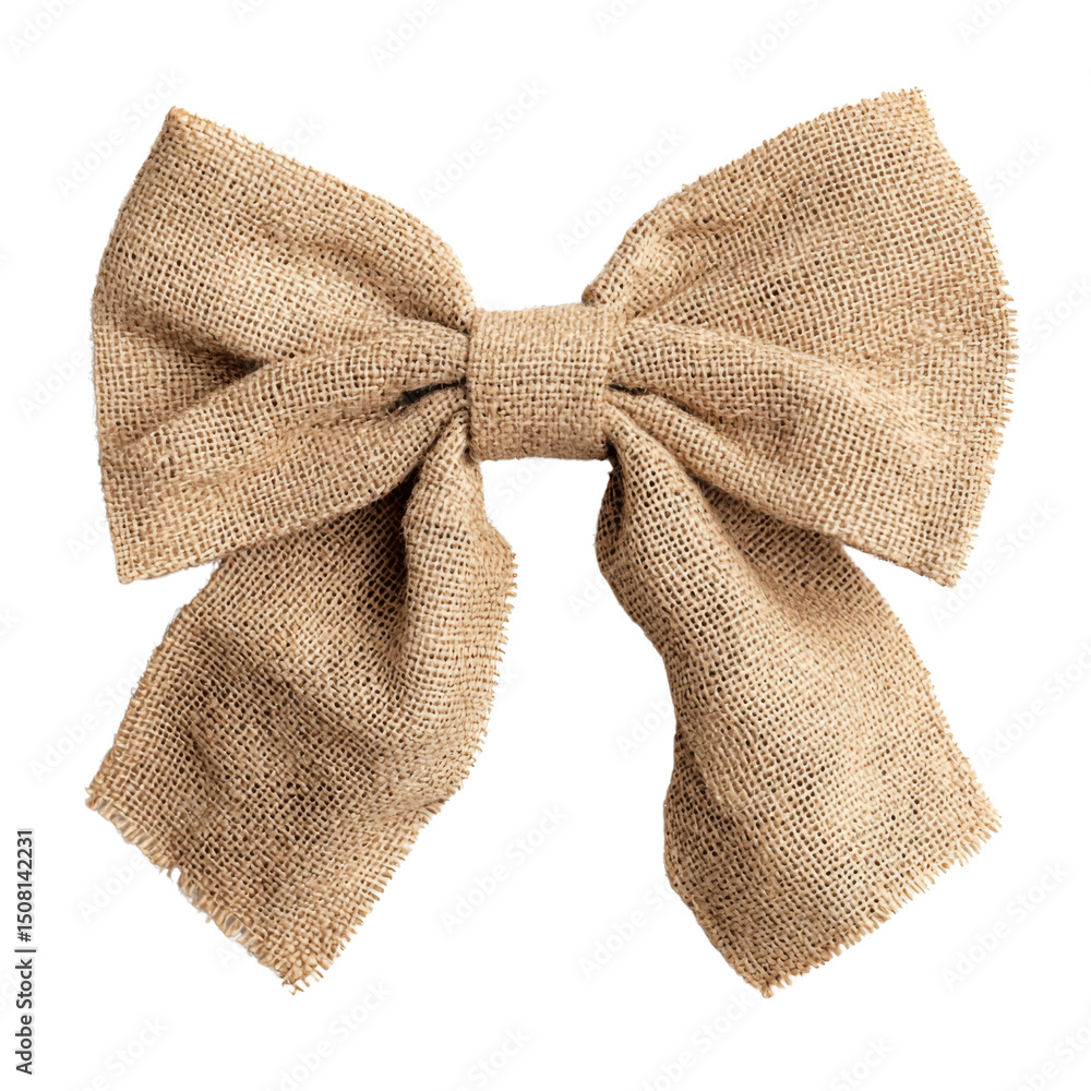 Poster rustic burlap bow with textured finish, perfect for adding natural touch to crafts or decorations. t