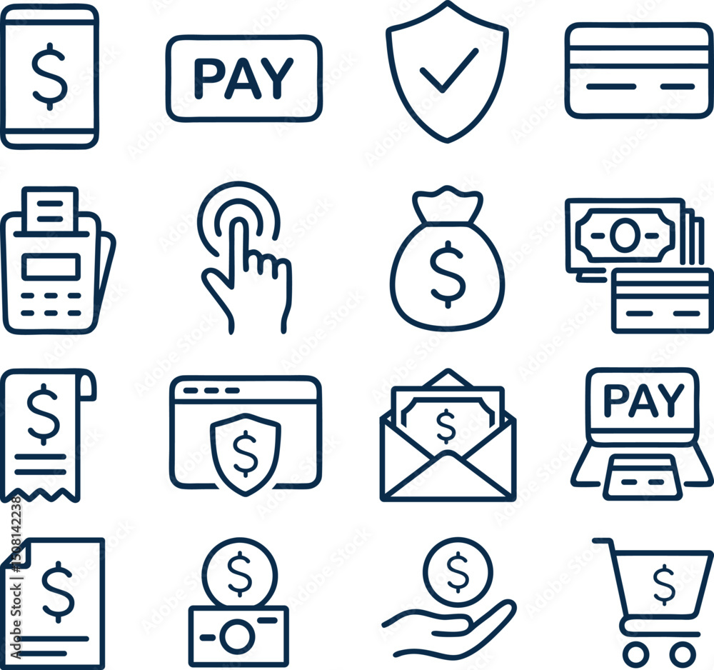 Poster online payment methods icons set for website