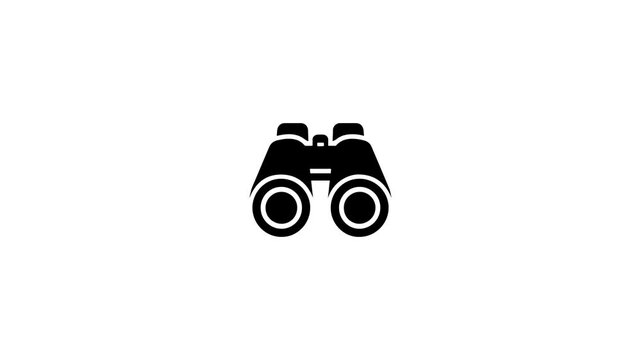Binoculars Outline Icon Animation, Vector Binoculars Outline Animation with Alpha Channel, Binoculars Motion Graphic Icon