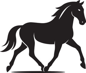 Running horse silhouette stylish motion, Elegant horse galloping in black