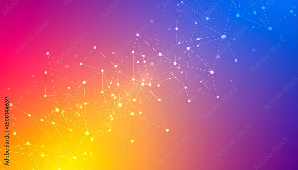 Poster abstract background dotted and connection line, glow and blur effect