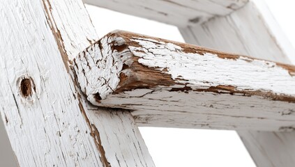 Weathered white wooden ladder section