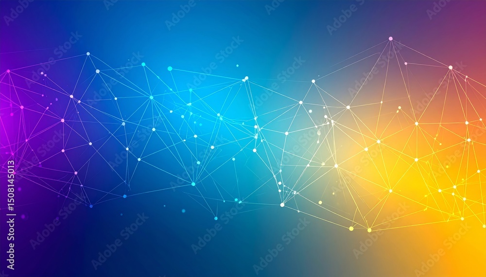 Poster abstract background dotted and connection line, glow and blur effect