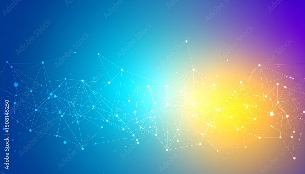 Poster abstract background dotted and connection line, glow and blur effect