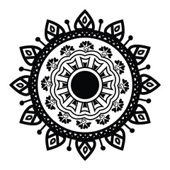 Black and white circular mandala design element