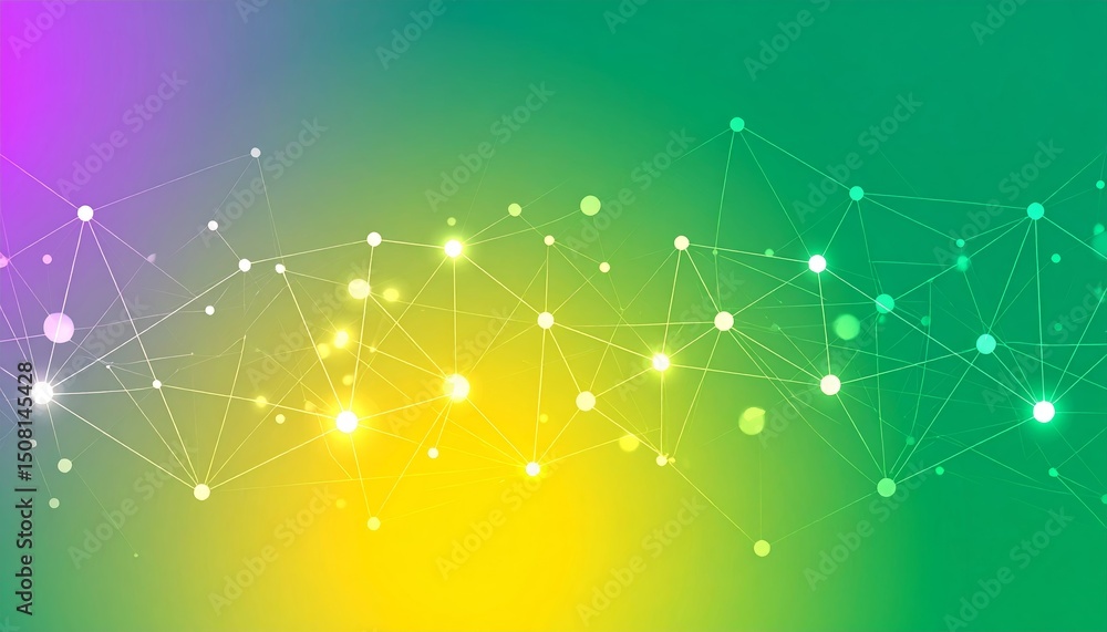 Poster abstract background dotted and connection line, glow and blur effect