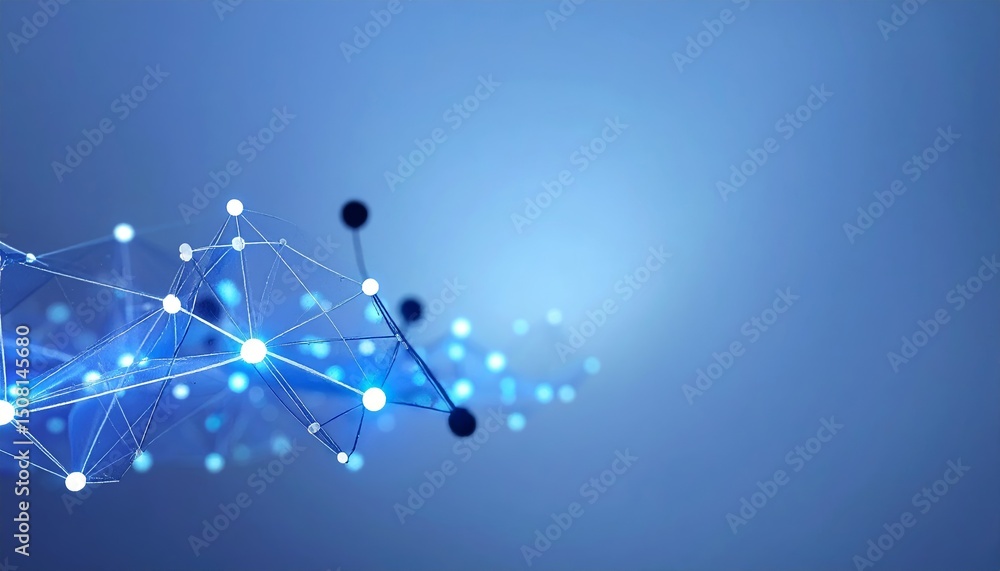 Poster abstract background dotted and connection line, glow and blur effect
