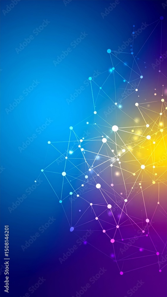 Poster abstract background dotted and connection line, glow and blur effect