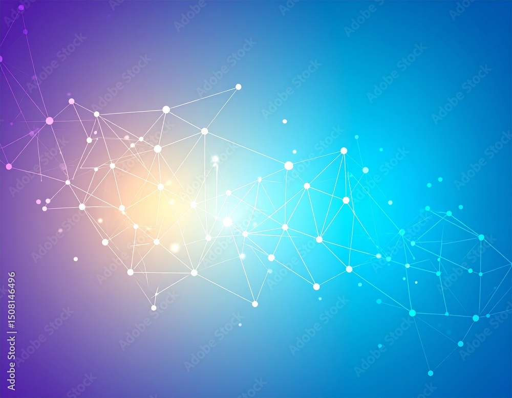 Poster abstract background dotted and connection line, glow and blur effect