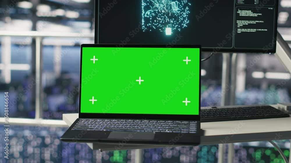 Poster server hub isolated screen laptop monitoring systems processing deep learning datasets for ai workfl