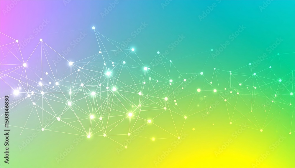 Poster abstract background dotted and connection line, glow and blur effect