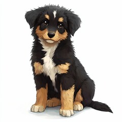 Obraz premium Cute playful puppy with distinct fur patterns and expressive eyes