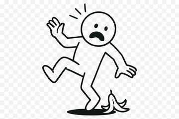  Funny Cartoon Slip on Banana Peel – Vector Stick Figure Falling