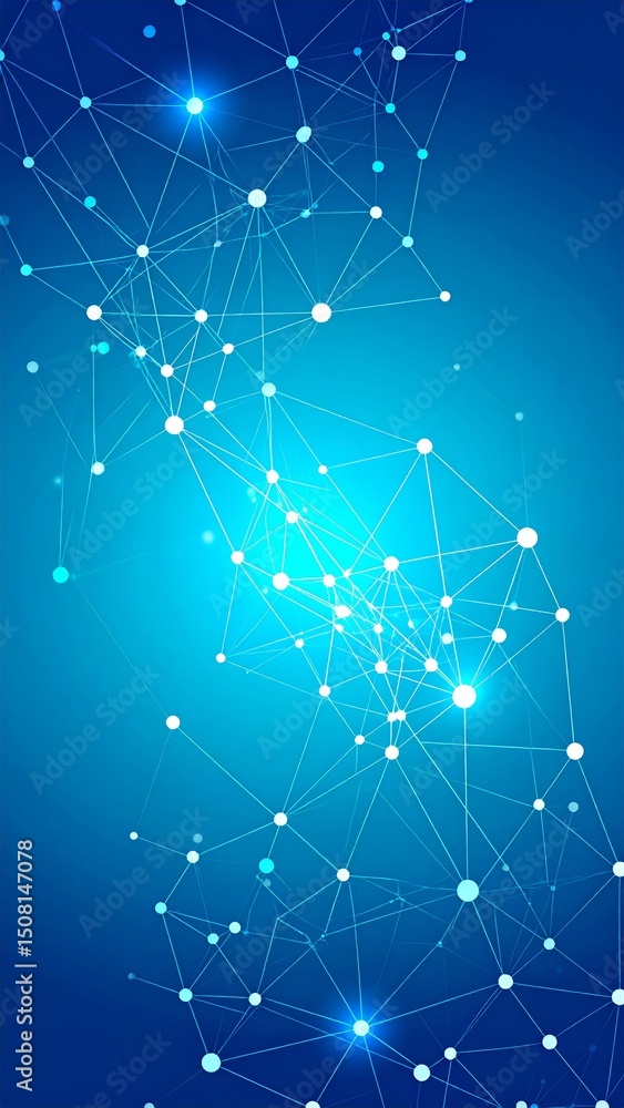 Poster abstract background dotted and connection line, glow and blur effect