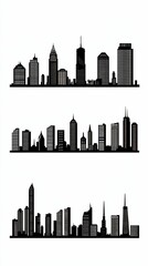 Obraz premium Black and White City Skyline Silhouette Collection for Design Projects