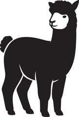 Black alpaca silhouette standing still, Bold animal design clean outline