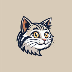 cat silhouette happy pets logo with some color variations, simple monochromatic animal logo for rescue, adoption, pet care or veterinary design