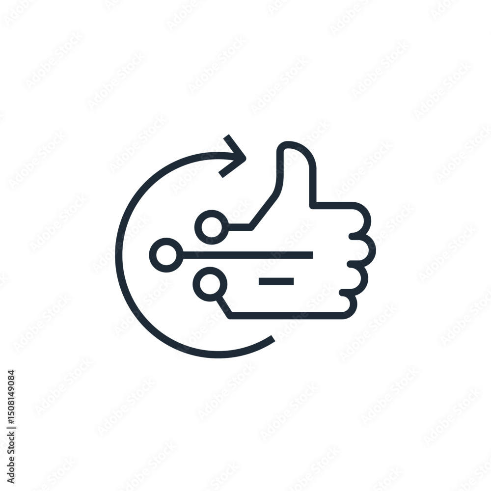 Poster tech digital ok. innov technology advanced. vector linear illustration icon isolated on white backgr