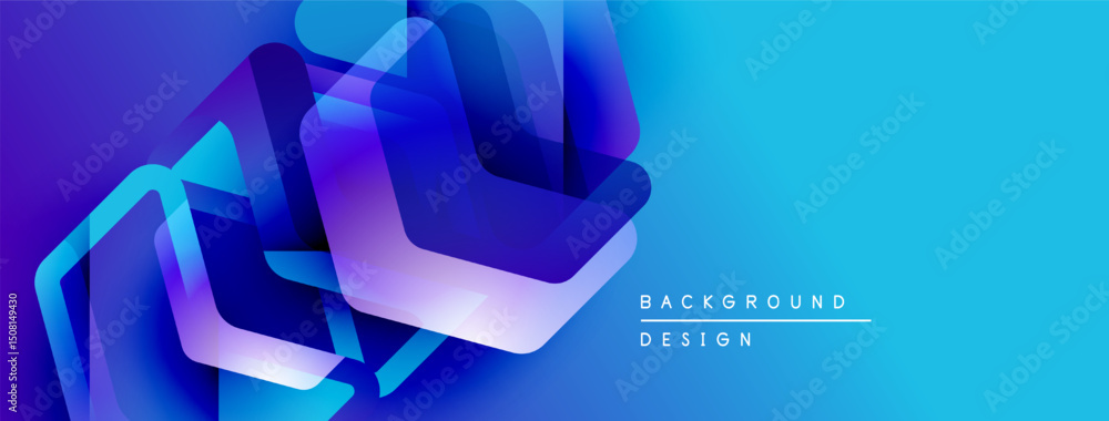Fototapete abstract geometric shapes overlap, creating dynamic blue gradient effect. modern design suitable for