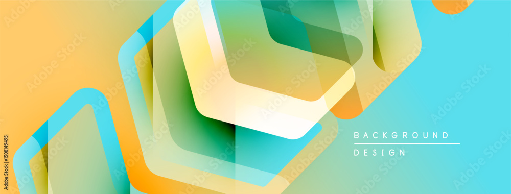 Fototapete abstract geometric shapes overlap, creating vibrant color gradients. modern design features smooth t