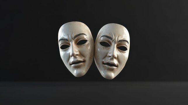 Happy Sad Mask. Tragicomic Theater Masks for Comedy and Tragedy Shows