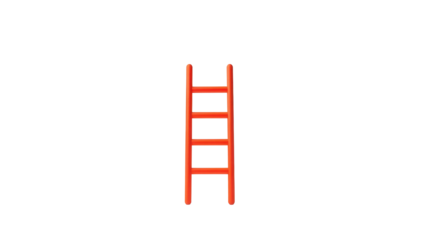 A simple, reddish-orange ladder on a black background, digitally rendered with a slightly pixelated appearance