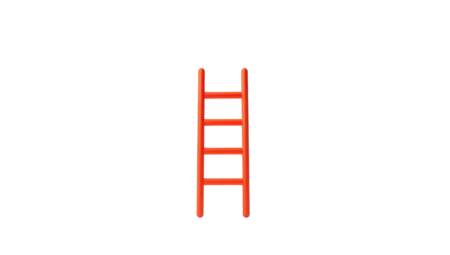 A simple, reddish-orange ladder on a black background, digitally rendered with a slightly pixelated appearance