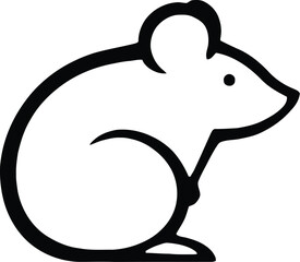 Vector logo mouse, rodent icon, animal line art, Esport vector logo mouse side view, small mammal symbol, cartoon sticker outline, PNG

