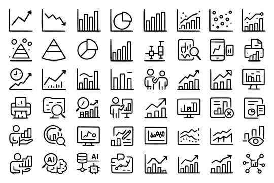 Data Visualization, Analytics & Reporting Line Icon Set